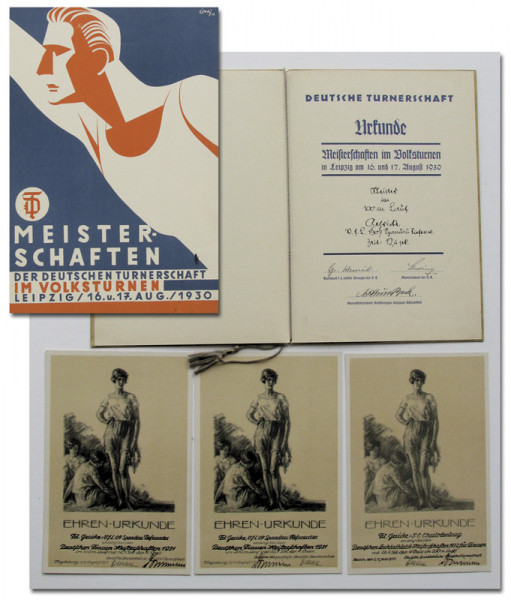 4 Urkunden DM Leichtathletik 1930-1932, Siegerurkunde 1930