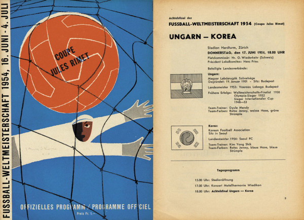 World Cup 1954. Programme Hungary v South Korea