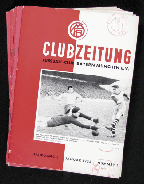 Clubzeitung des F.C. Bayern München e.V. Januar 1953 bis Dezember 1953 (Nr.1-12 in 12 Heften).