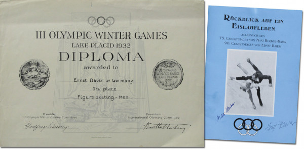 Olympic Games 1932 Winner diploma Figure skating