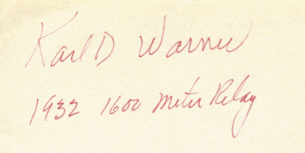 Warner,Karl D.: Blancobeleg mit Originalsignatur