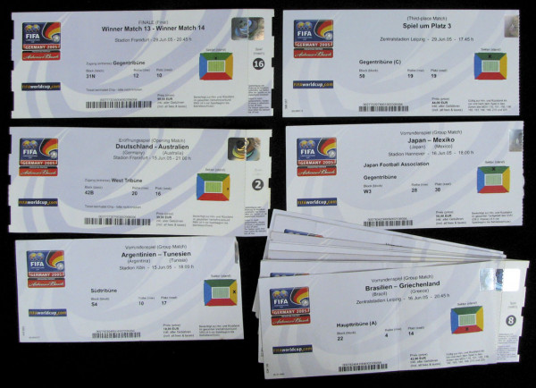 Alle 16 Tickets FIFA Confed Cup 2005, Eintrittskarte 2005