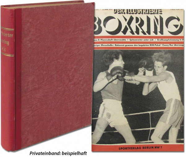Der illustrierte Boxring Jahrgang 1951, Nr. 1-51, unkomplett (f.: Nr.9, 35, 52); gebunden.