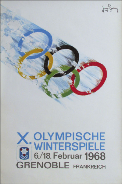 X. Olympische Winterspiele 6./18. Februar 1968 Grenoble Frankreich. Motiv: Olympische Ringe, 96x63 c