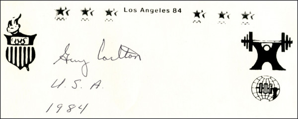Carlton, Guy: Autograph Olympic Games 1984 Weightlifting USA