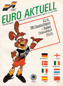 Europameisterschaft 1988 in Deutschland. Programm Deutschland - Italien. 10.6.1988 in Düsseldorf.