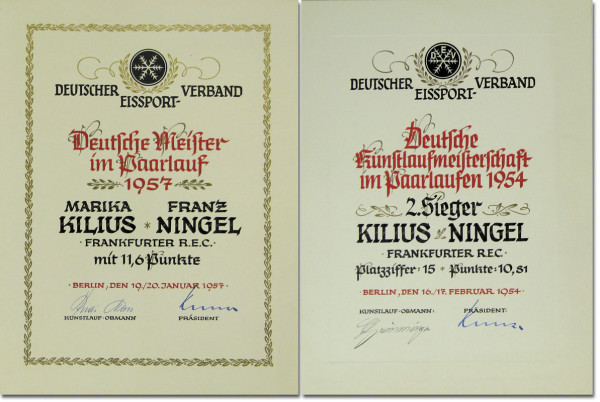 Winner Diploma German Figurskating 1957 Champion