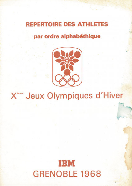 Athletes Directory Xth Winter Olympics Grenoble 1968