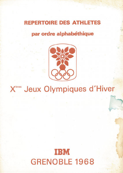 Repertoire des Athlètes par ordre alphabétique.