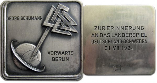 Ehrenplakette Länderspiel DFB in Etui, DFB-Ehrenplakette 1924