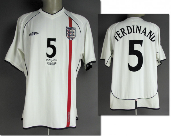 Rio Ferdinand, 15.06.2002 gegen Dänemark, England - Trikot 2002 WM