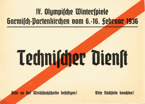 Olympic Wintergames 1936 Car Pass