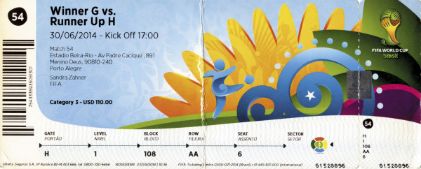 Deutschland - Algerien 30.06.2014 WM-Achtelfinale, Eintrittskarte WM2014