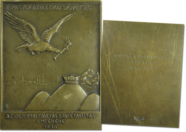 Olympic Games 1936 Hungarian Torchbearer Plaque