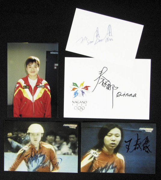 Short Track OSW 1998 China: 3000 m Staffel China mit Originalsignaturen