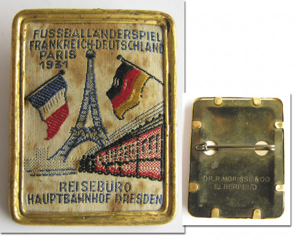 Football badge Match France v Germany 1931 Paris