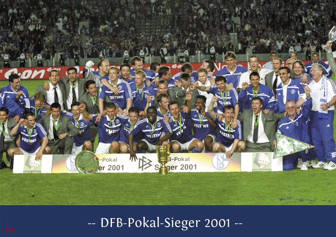 FC Schalke 04 Mannschaftskarte DFB Pokalsieger 2001 