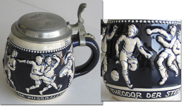 German Stein with football scene approx 1925
