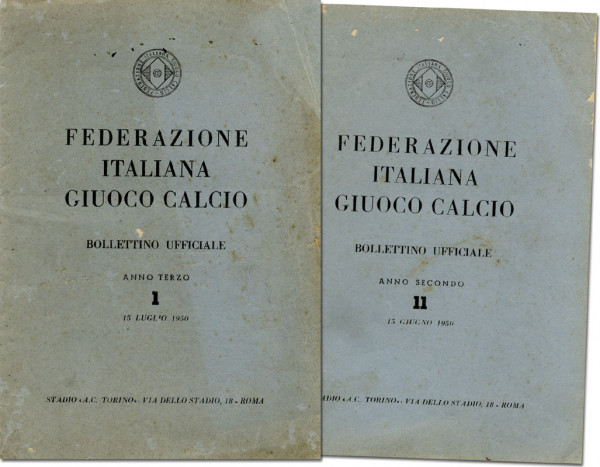 2 Ausgaben: Federazione Italiana Giuoco Calcio. Bollettino Ufficiale. 15 Luglio (Juli) 1950 + 15 Giu