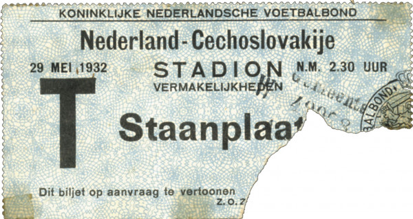Ticket Football Match 1932 netherlands v CSR