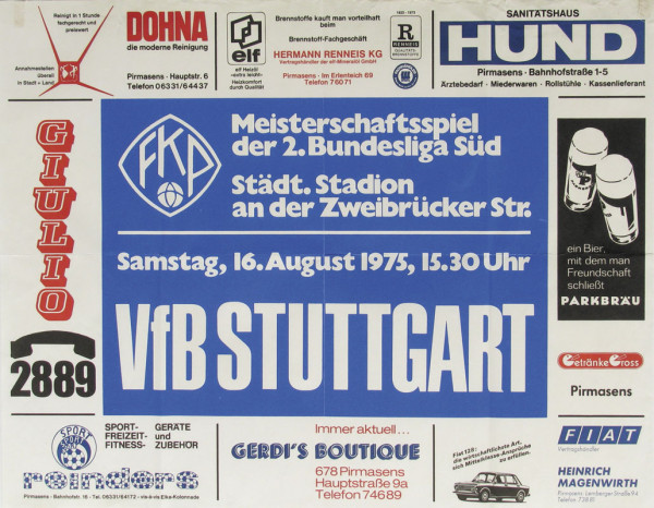 Germann football poster Stuttgart vs Pirmasens