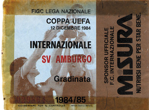 Hamburger SV - Inter Mailand 12.12.1984, Eintrittskarte EP1984