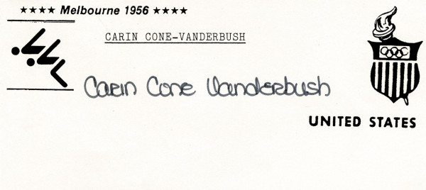 Cone-Vanderbush, Carin: Olympic Games 1956 Autograph Swimming USA