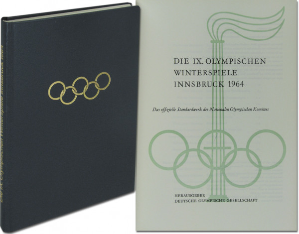 Die IX.Olympischen Winterspiele Innsbruck 1964. In blauem Leder mit Goldprägung.