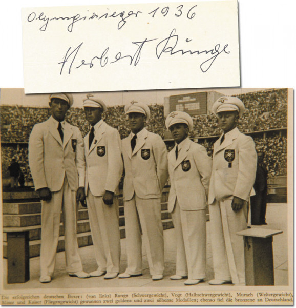 Runge, Herbert: Autograph: Olympic Games 1936 BoxingGermany