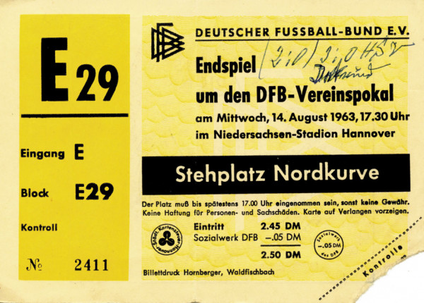 Dortmund - Hamburg 14.08.1963, Eintrittskarte P1963