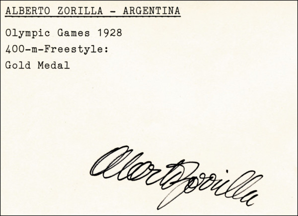 Zorilla, Alberto: Autograph Olympic Games 1928. Alberto Zorilla