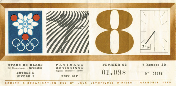 Olympic games 1968 Grenoble. Ticket