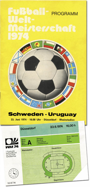Schweden-Uruguay Programm WM 1974+Ticket, Programm WM 1974
