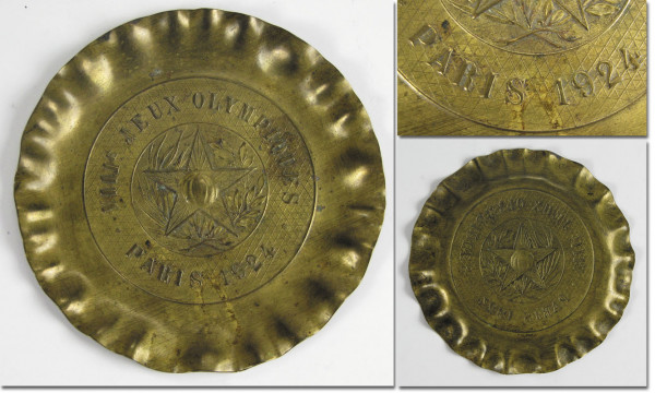 Olympic Games Paris 1924 Brass souvenir plate