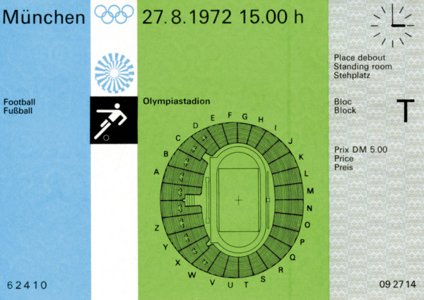 Fußball 27.08.1972, BR Deutschland - Malaysia, Eintrittskarte OSS1972