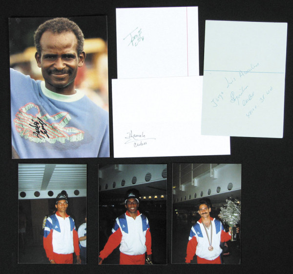OS 1992 4x100 Staffel Kuba: Originalsignaturen der 4x100 m Staffel 1992