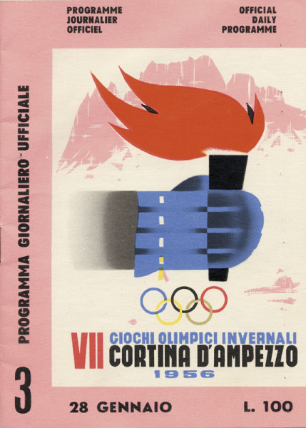 VII Ciochi Olimpici Invernali Cortina D'Ampezzo 1956. Programma Giornaliero Ufficiale 3. 28 Gennaio.