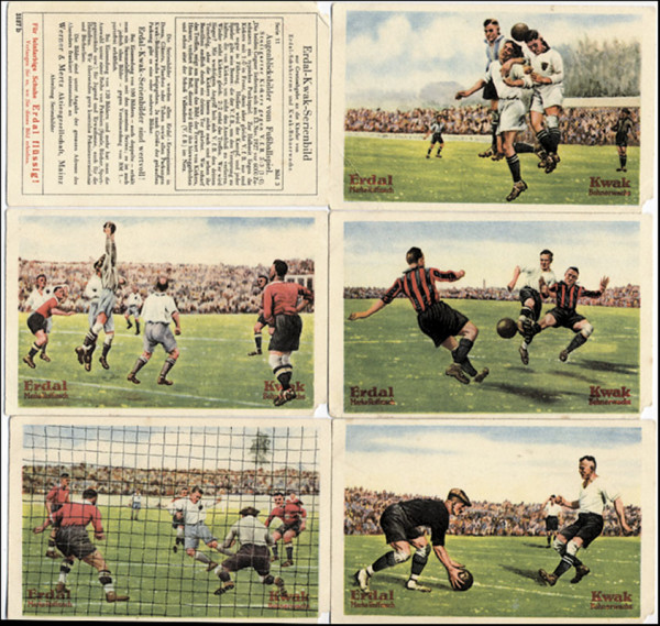 Bildserie von Erdal Nr. 11 „Augenblicksbilder vom Fußballspiel“ (Bild 1-6). komplett.
