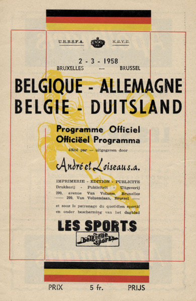 Belgien - Deutschland 2.3.1958 in Brüssel.