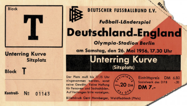Football Ticket Germany v England 1956
