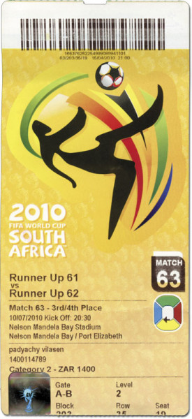 Deutschland - Uruguay 10.07.2010, Eintrittskarte WM2010