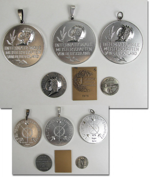 Sammlung von original Siegermedaillen von den deut, Fechten-Segermedaillen