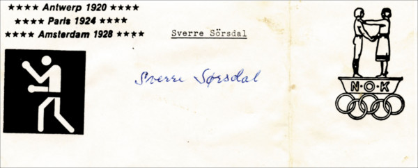 Sørsdal, Sverre: Autogrammbeleg mit Originalsignatur