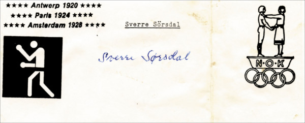 Sørsdal, Sverre: Autograph Olympia 1920-28 Boxing. Sørsdal