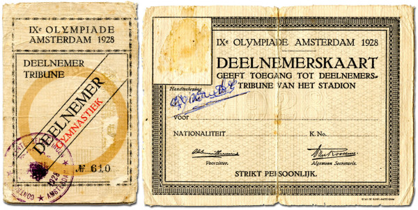 Turnen 1928, Deelnemerskaart, Eintrittskarte OSS1928
