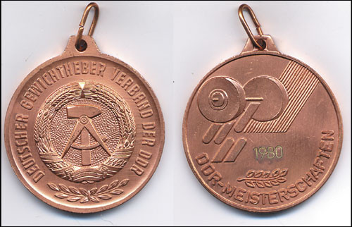 GDR Championships Winnermedal Wightlifting 1980