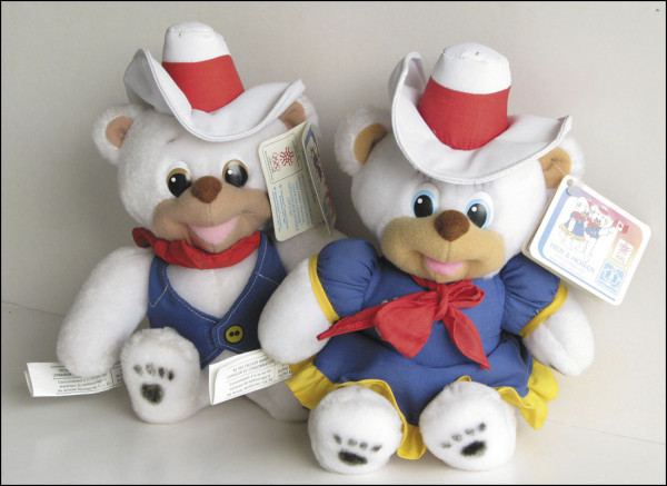 „Hidy und Howdy“, Polarbärenpärchen, 25 cm, Maskottchen 1988