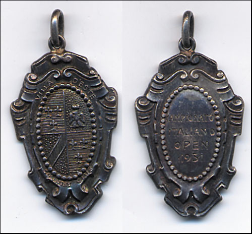 Tennis Italian Open 1931 Winner's Medal in Silver