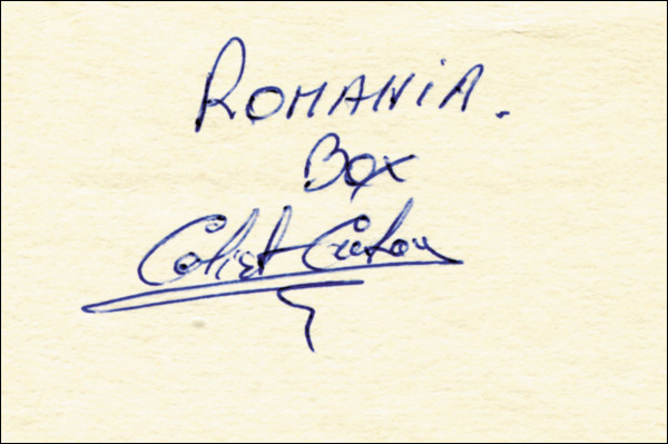Cu?ov, Calistrat: Olympic Games 1968 Boxing Autograph Romania