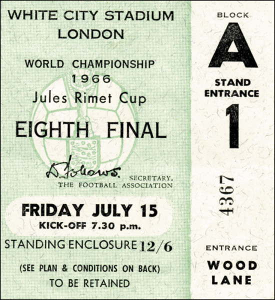 World Cup Ticket, 15.7.1966, Uruguay - France